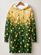 "Msonobari" Christmas Hoodie Dress — front flat