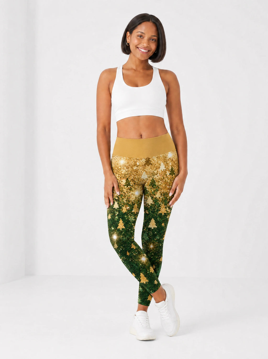 "Msonobari" Christmas Leggings — full length on model