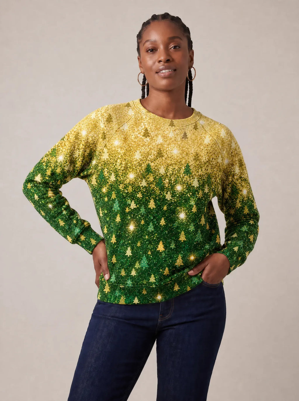 "Msonobari" Christmas Sweatshirt — styled view on model