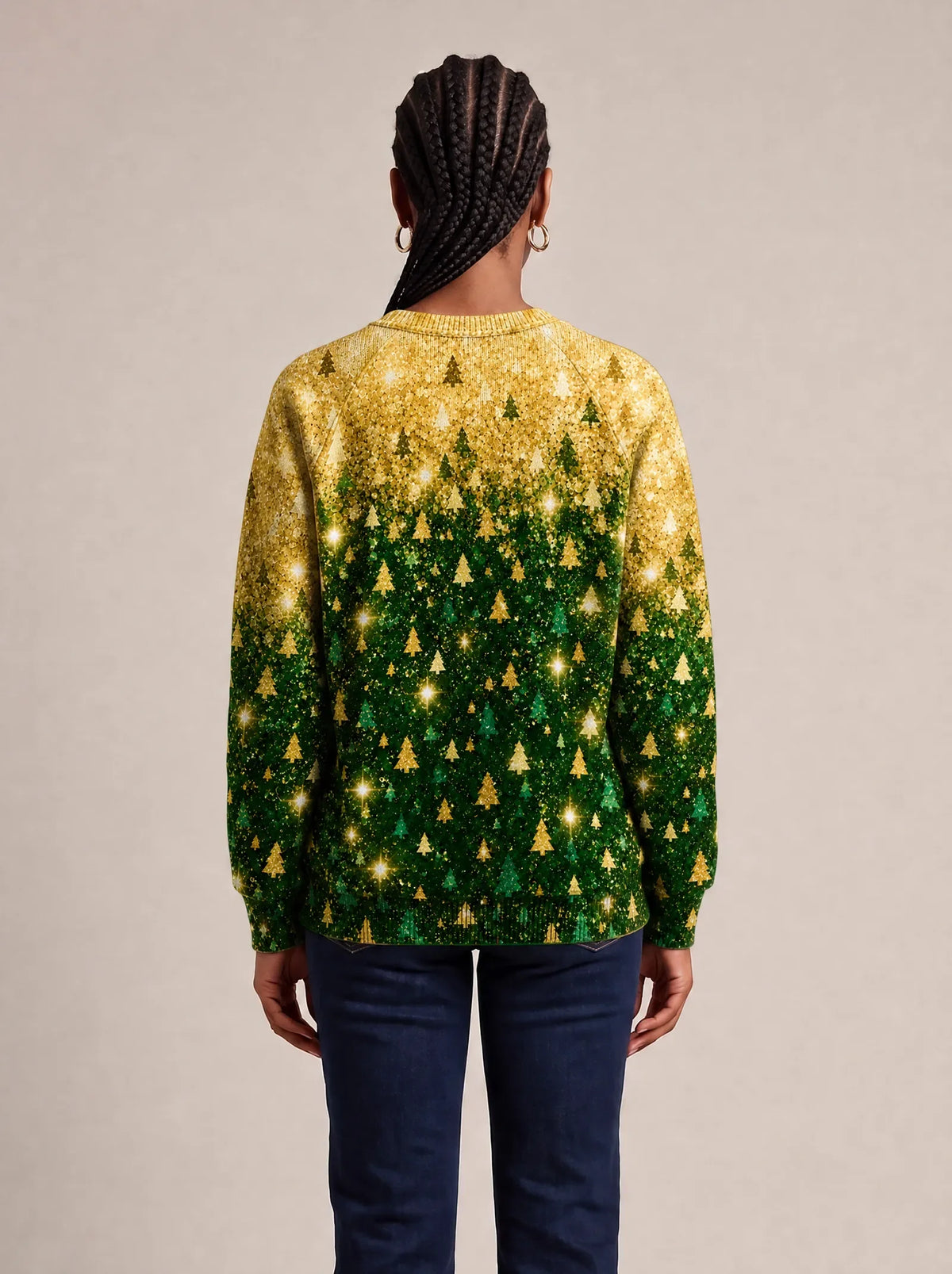 "Msonobari" Christmas Sweatshirt — back view on model