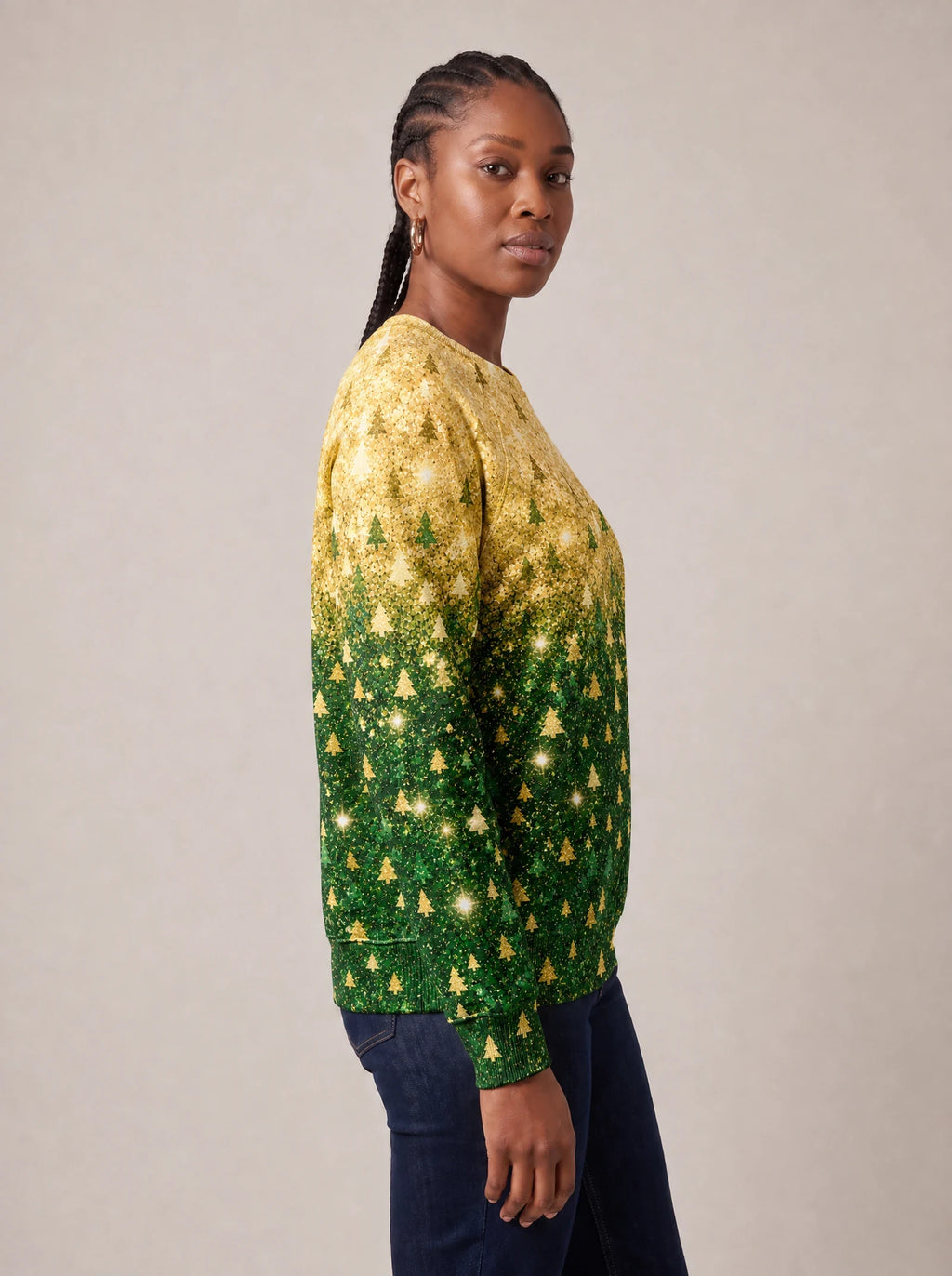 "Msonobari" Christmas Sweatshirt — side view on model