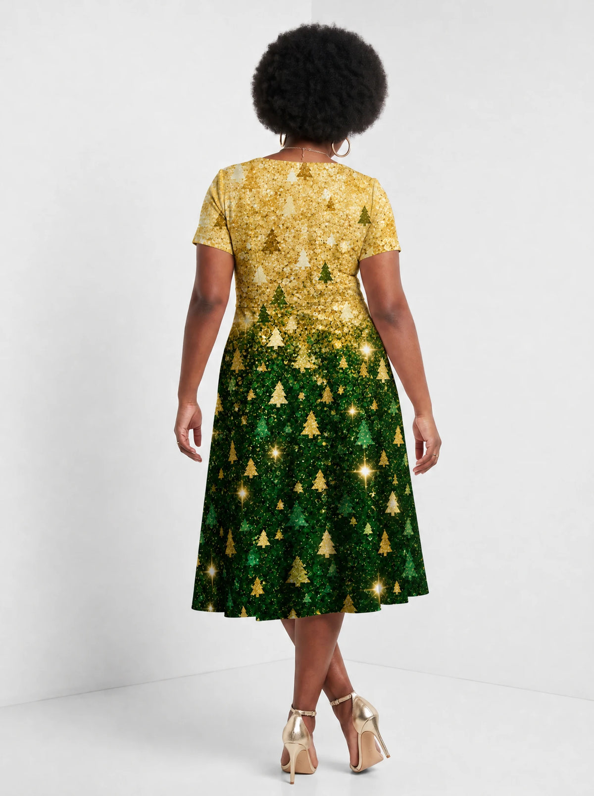 "Msonobari" Christmas Sweetheart Midi Dress — back view on model