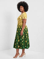 "Msonobari" Christmas Sweetheart Midi Dress — side view on model