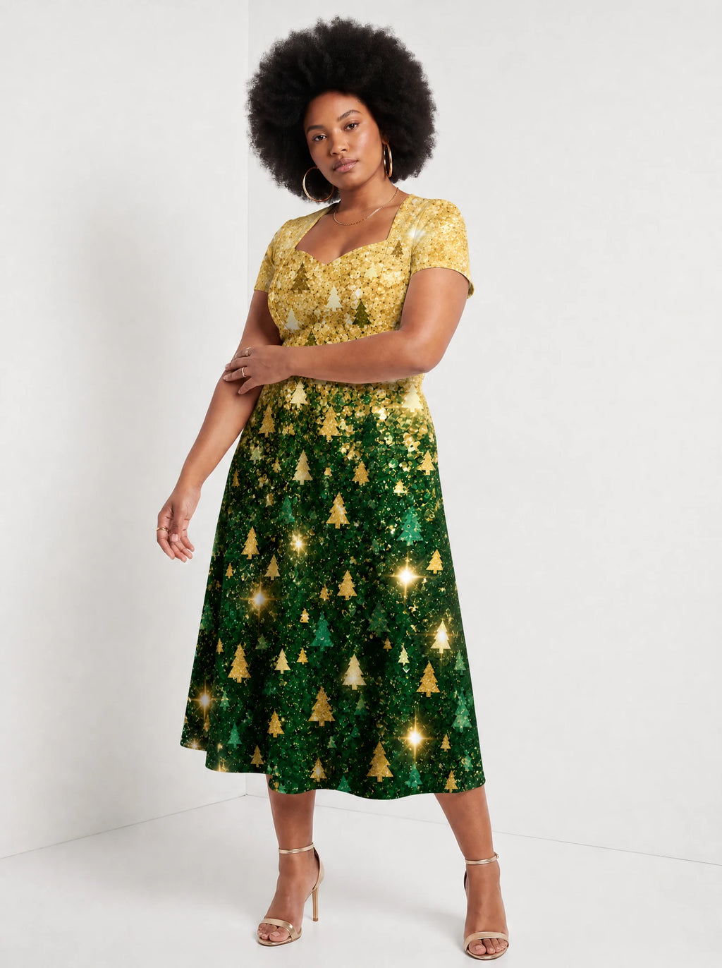 "Msonobari" Christmas Sweetheart Midi Dress — styled on model
