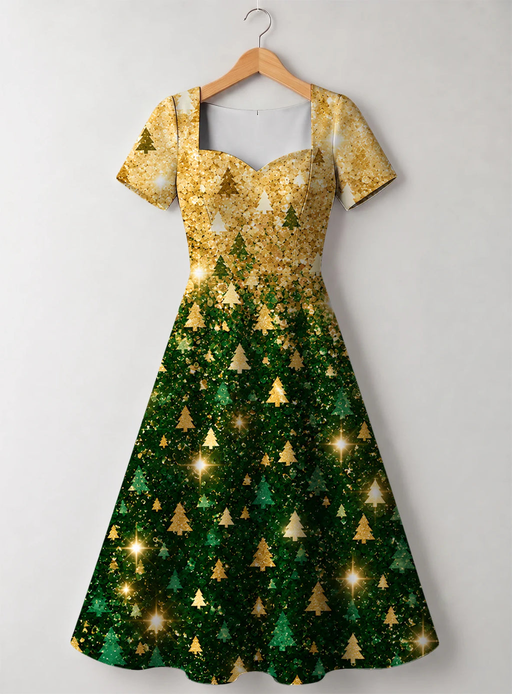 "Msonobari" Christmas Sweetheart Midi Dress — front flat