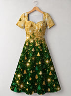 "Msonobari" Christmas Sweetheart Midi Dress — front flat