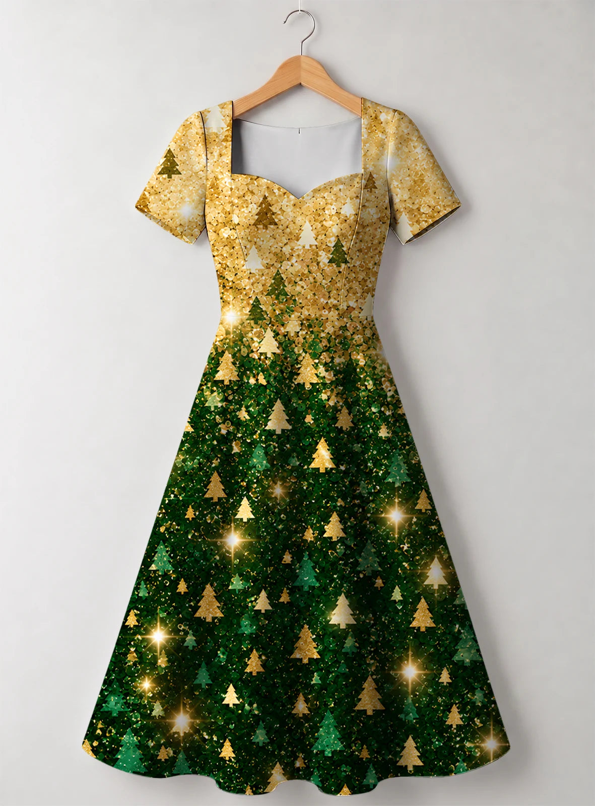 "Msonobari" Christmas Sweetheart Midi Dress — front flat