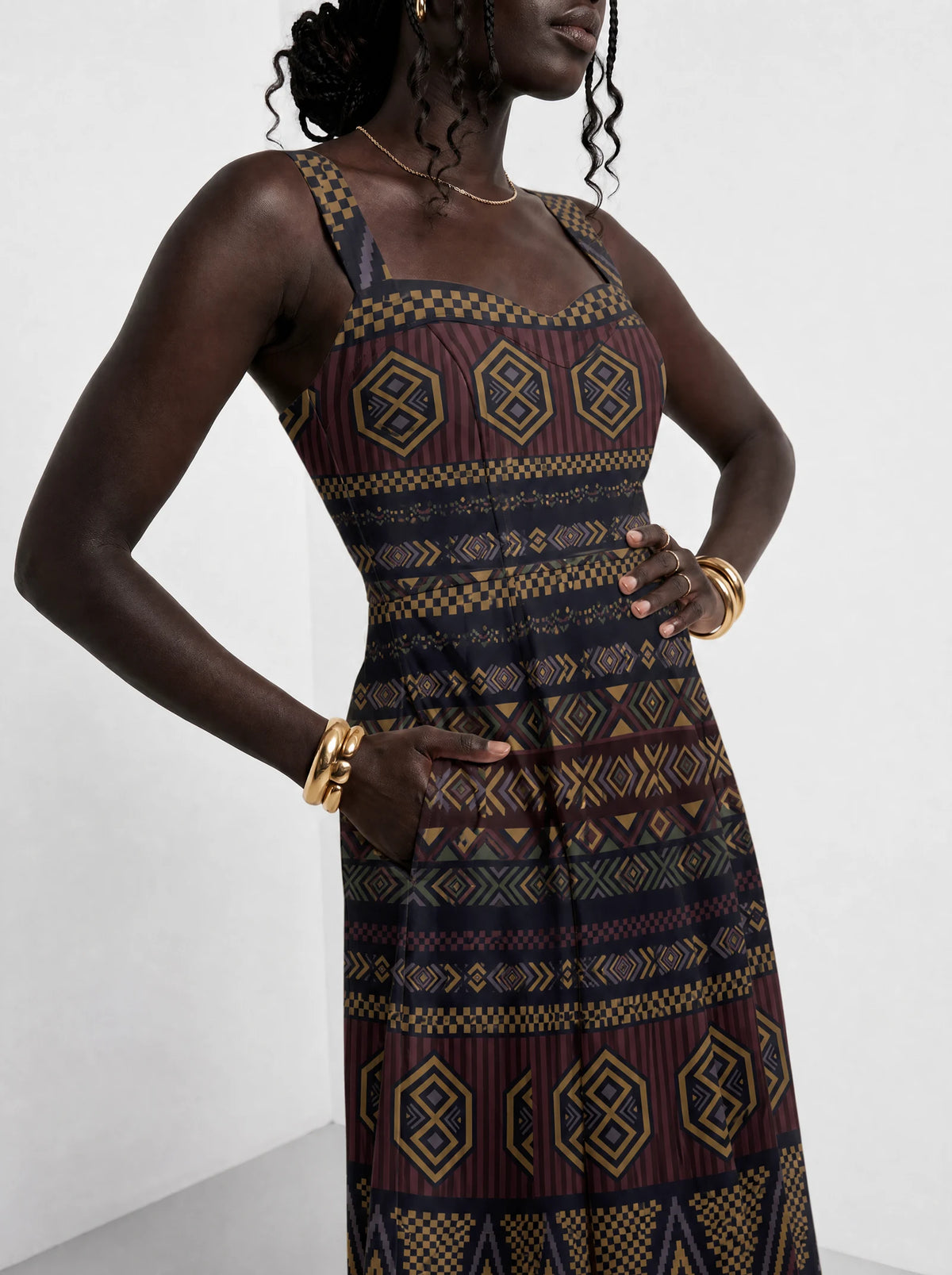 "Msuko" Corset Dress — close-up of the bodice and the in-seam side pocket