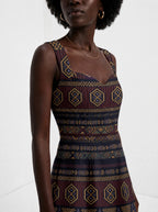 "Msuko" Corset Dress — close-up of the sweetheart neckline and shoulder strap