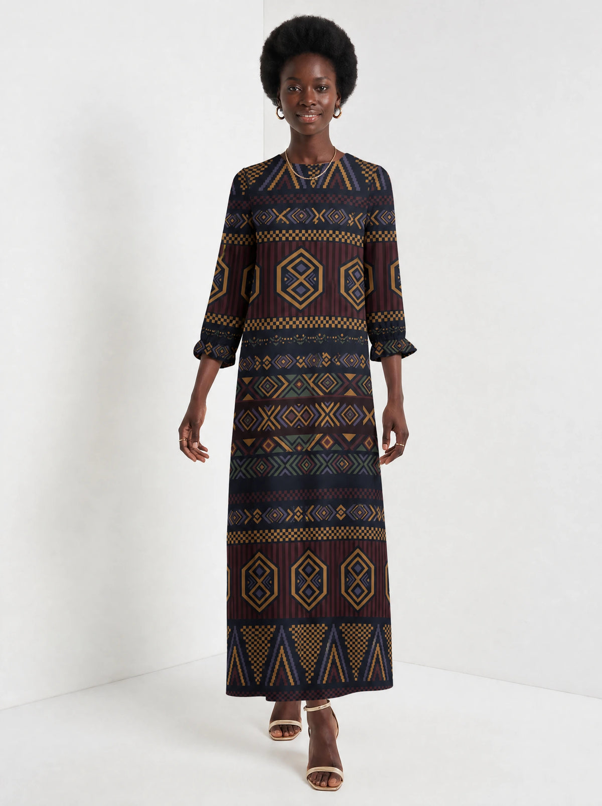"Msuko" Long Sleeve Maxi Dress — front view on model