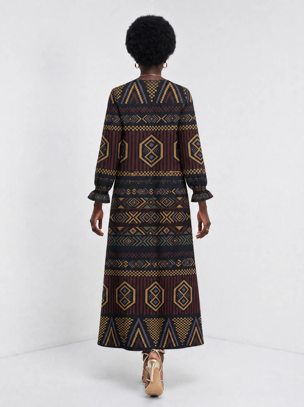 "Msuko" Long Sleeve Maxi Dress — back view on model