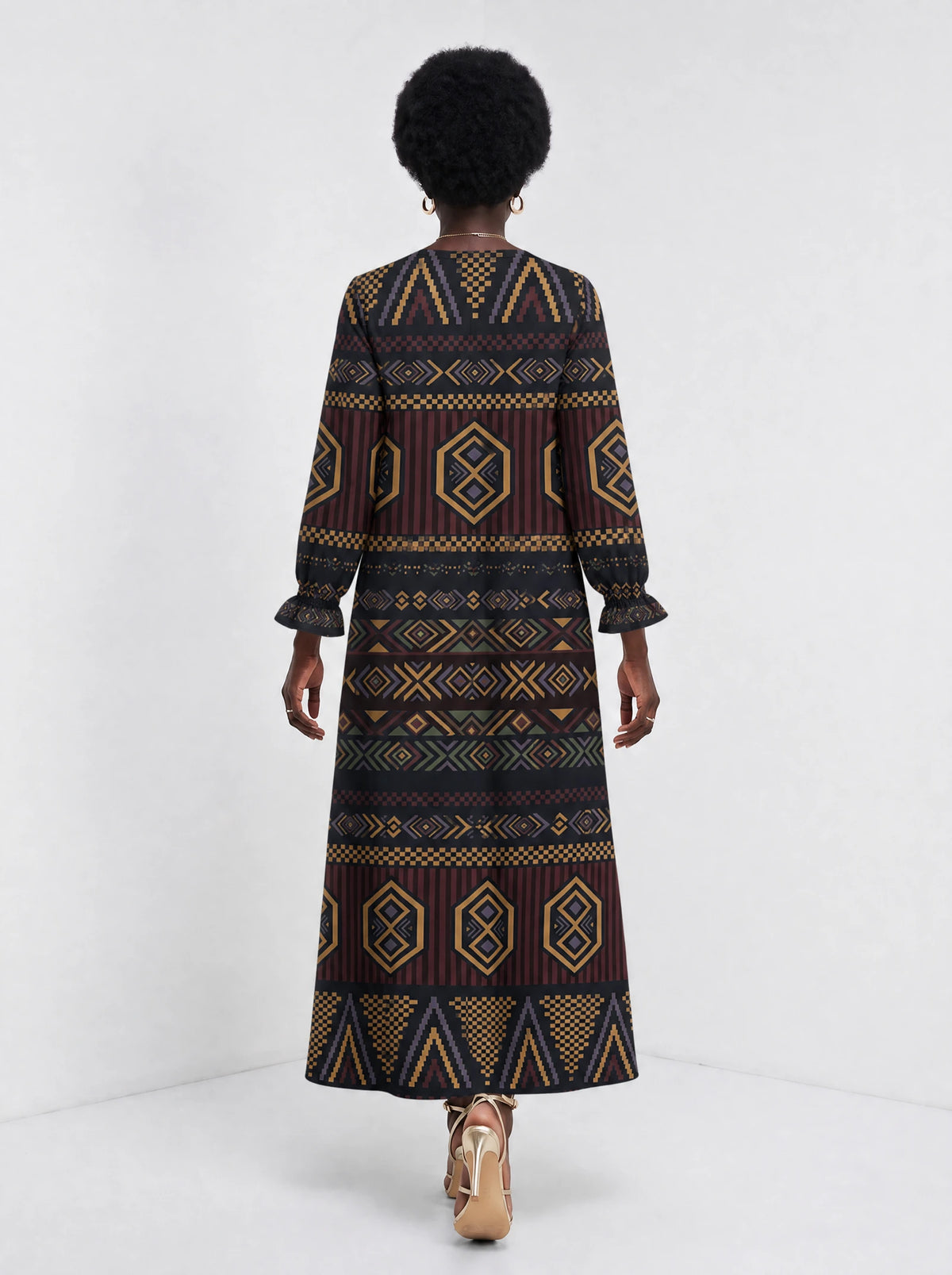 "Msuko" Long Sleeve Maxi Dress — back view on model