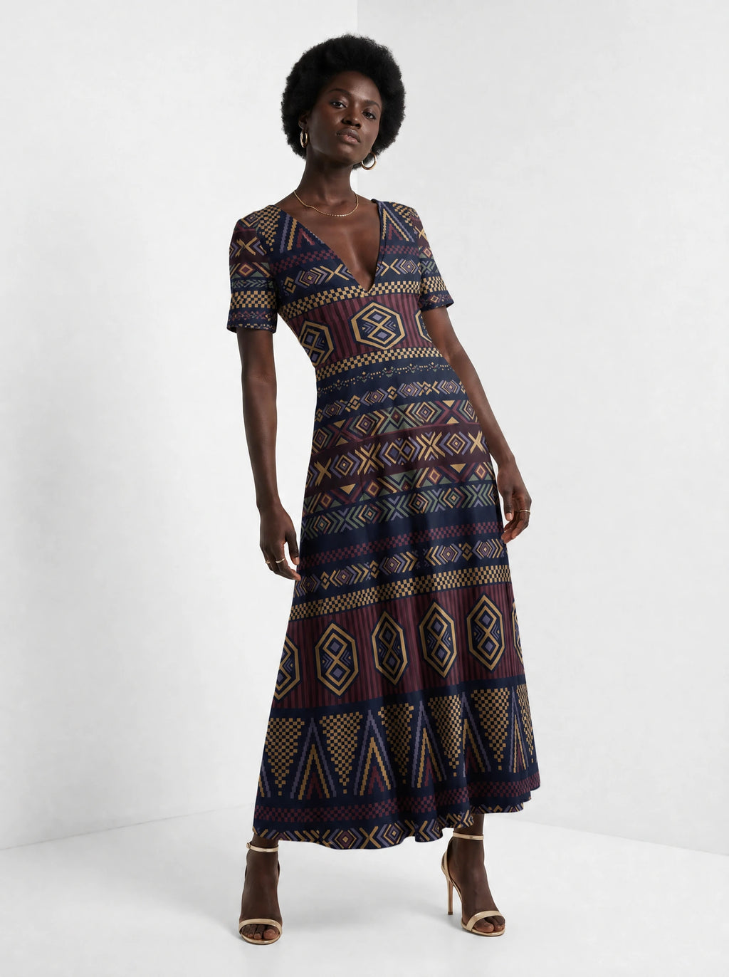 "Msuko" Short Sleeve Maxi Dress — front