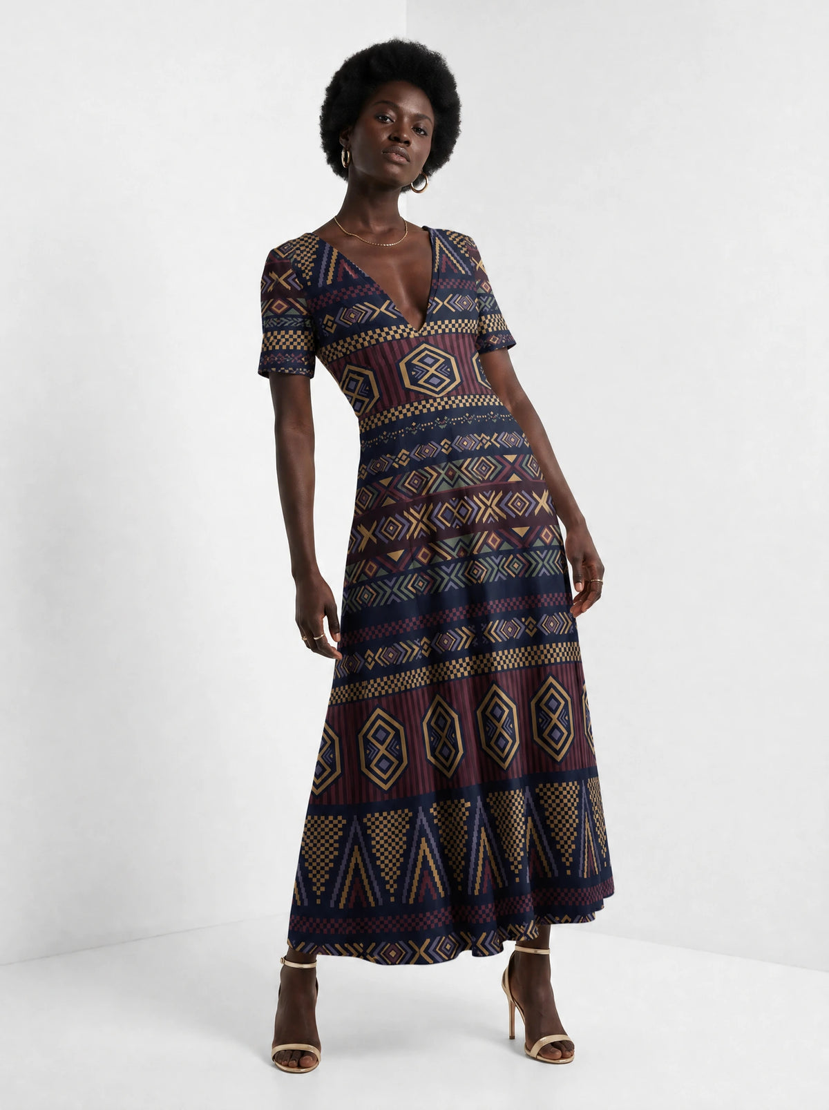 "Msuko" Short Sleeve Maxi Dress — front