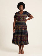 "Msuko" V Neck Midi Dress — front