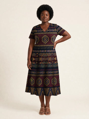 "Msuko" V Neck Midi Dress