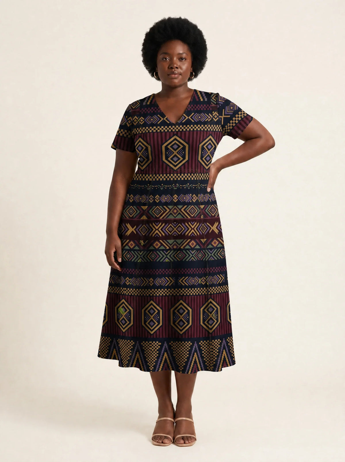"Msuko" V Neck Midi Dress