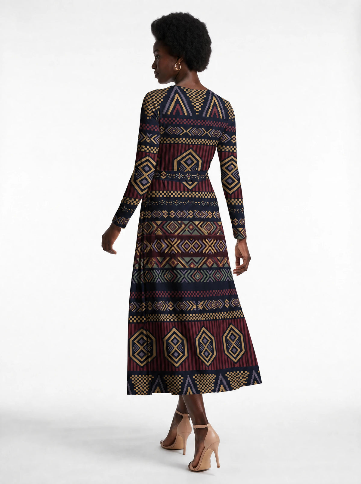 "Msuko" Long Sleeve Midaxi Dress — back view on model