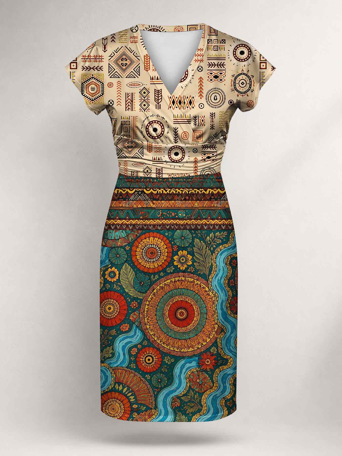 "Mto" Cap Sleeve Midi Dress