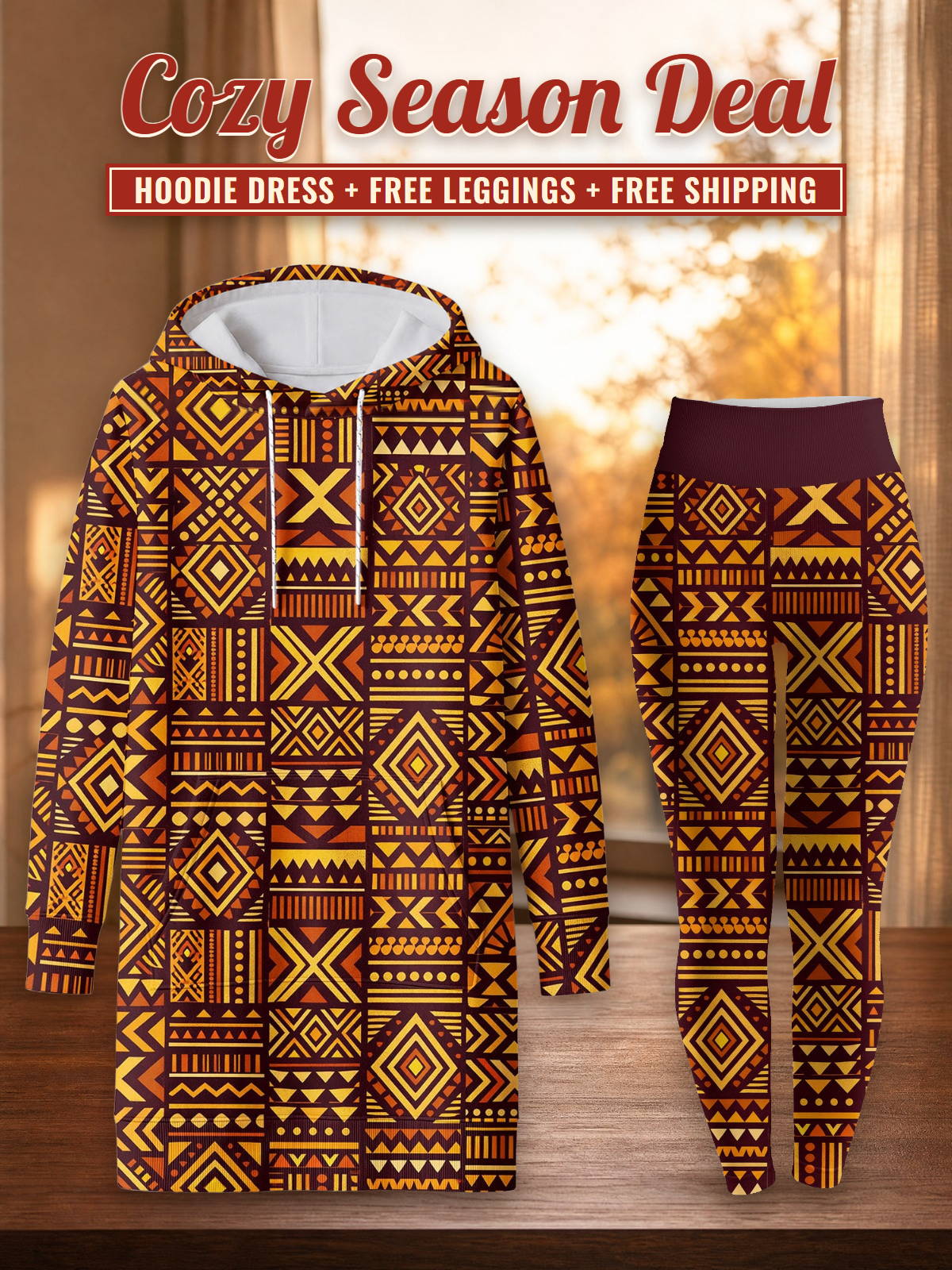 Mudcloth Hoodie Dress & Leggings Deal – Cozy Season Deal: hoodie dress + free leggings + free shipping