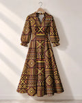 "Mudcloth" Long Puff Sleeve Dress Promo