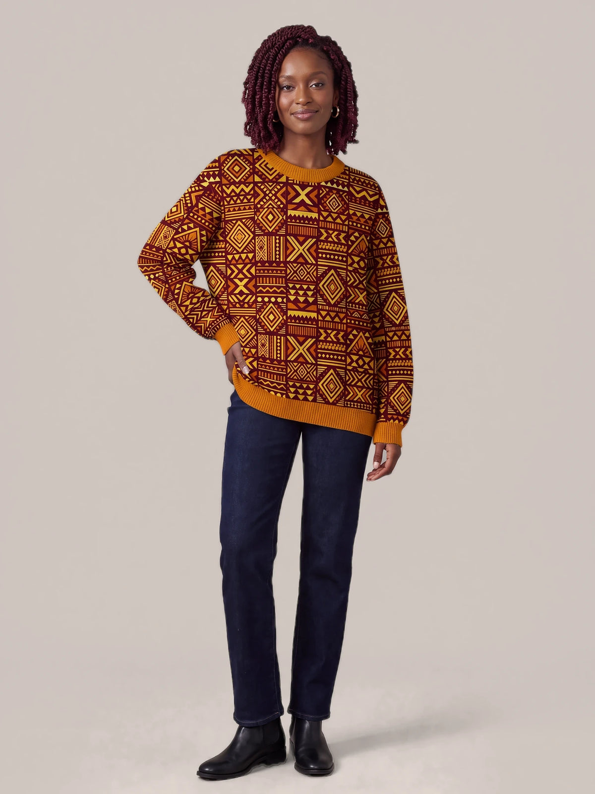 "Mudcloth" Sweatshirt — front view on model