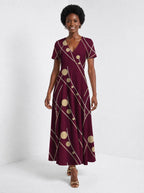 "Mvinyo" Short Sleeve Maxi Dress — front view on model