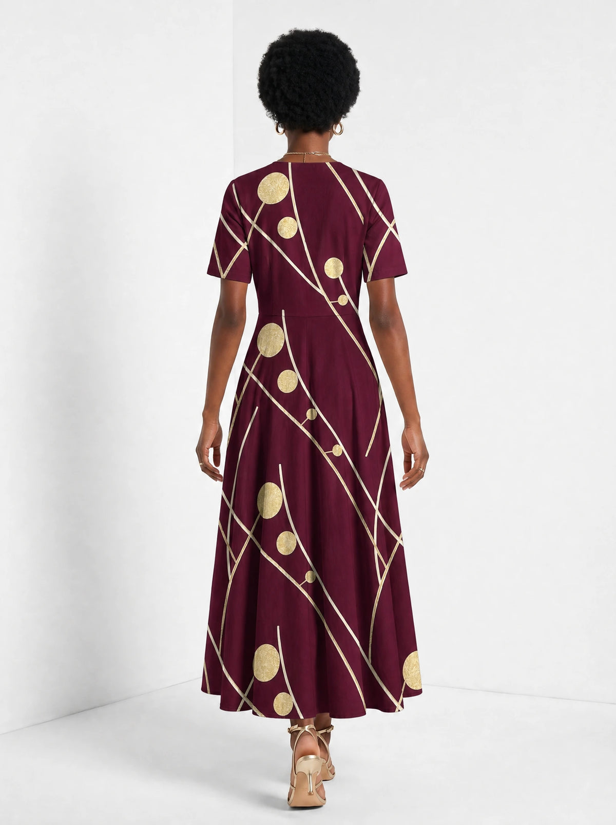 "Mvinyo" Short Sleeve Maxi Dress — back view on model