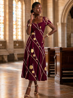"Mvinyo" Sweetheart Midi Dress — on model inside a church