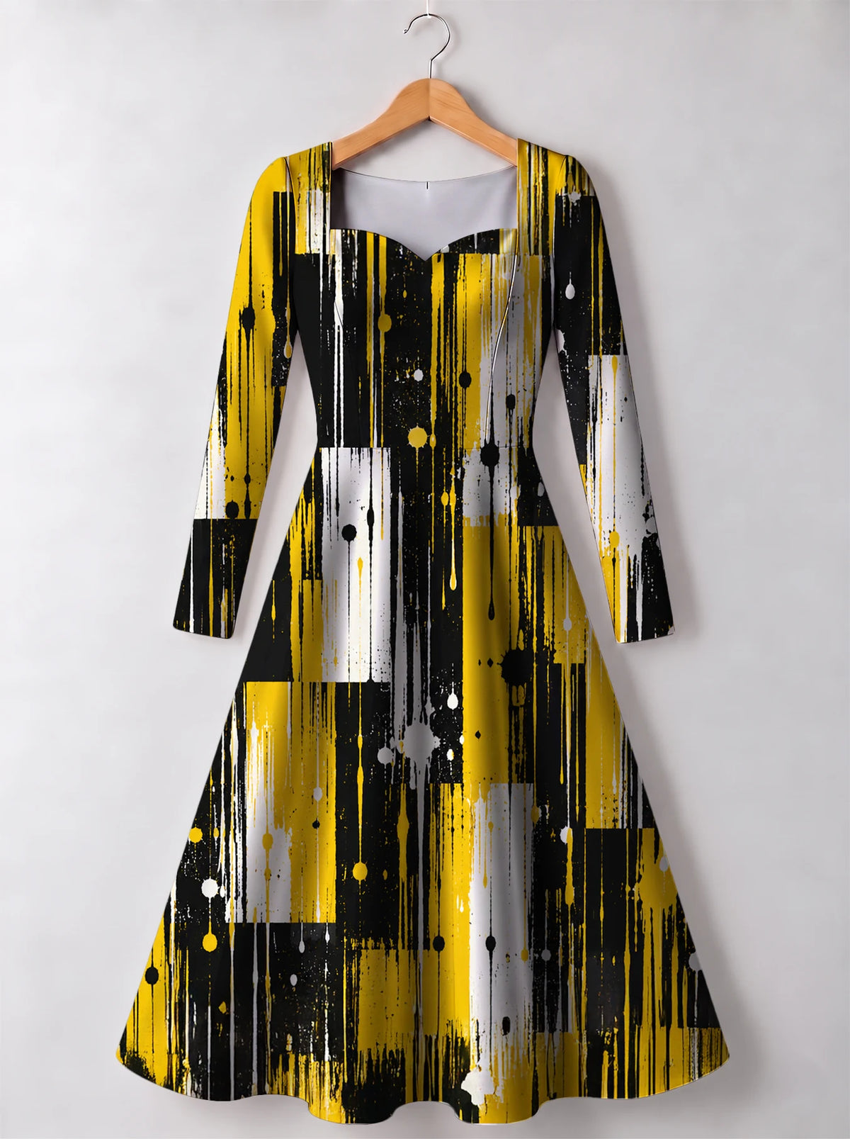 "Mvua" Long Sleeve Sweetheart Midi Dress — front view
