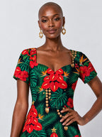 "Mvuli" Sweetheart Midi Dress — styled on model
