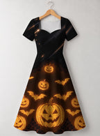 "Mwako" Halloween V Neck Midi Dress