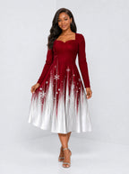 "Mwali" Long Sleeve Sweetheart Midi Dress — front view on model