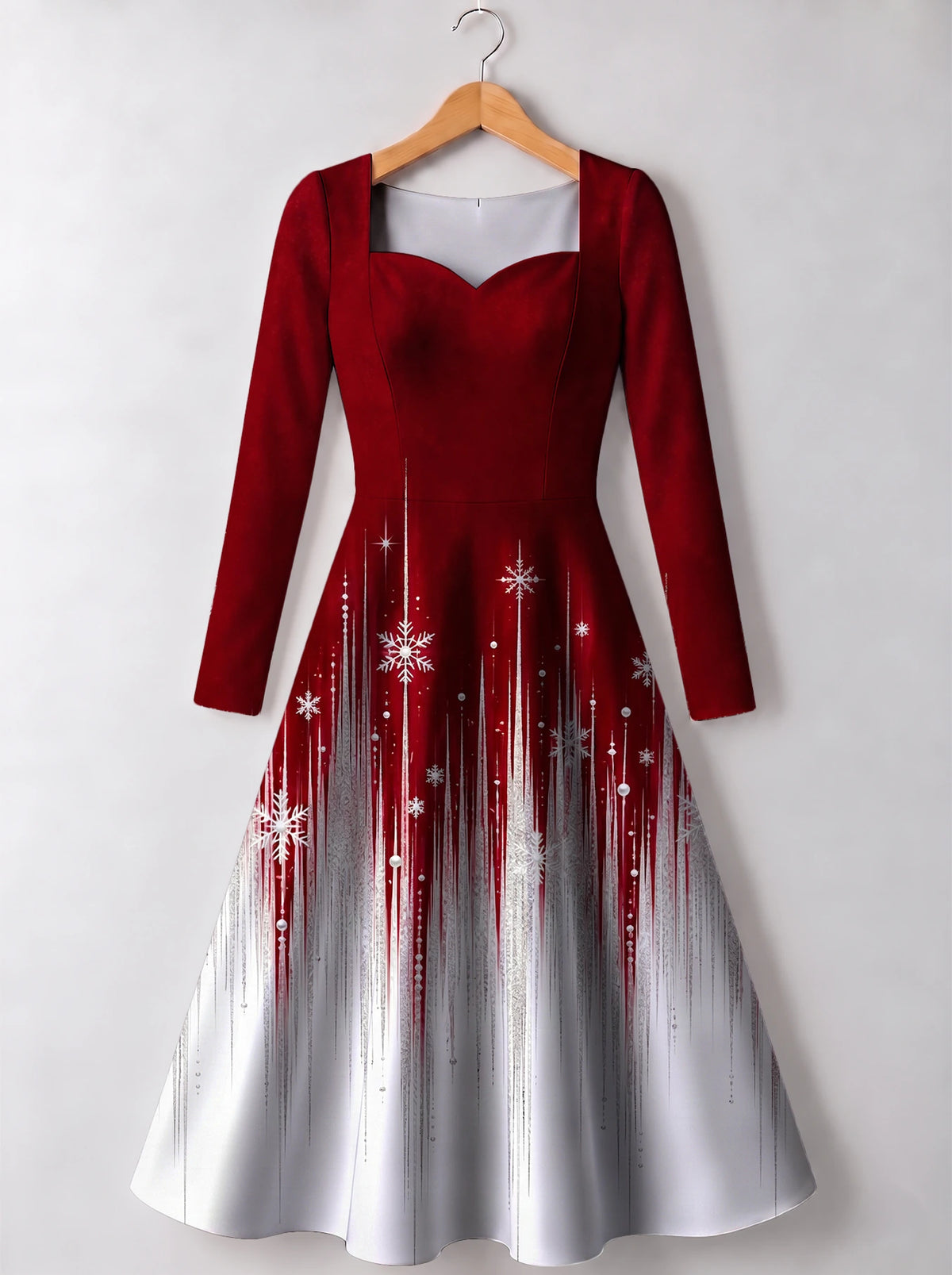"Mwali" Long Sleeve Sweetheart Midi Dress — front view