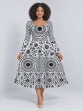 "Mwanga" Long Sleeve Sweetheart Midi Dress