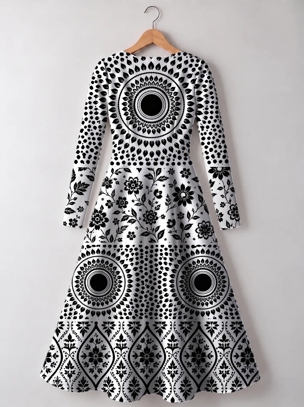 "Mwanga" Long Sleeve Sweetheart Midi Dress — back view
