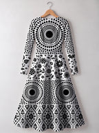 "Mwanga" Long Sleeve Sweetheart Midi Dress — back view