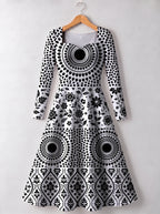 "Mwanga" Long Sleeve Sweetheart Midi Dress — front view