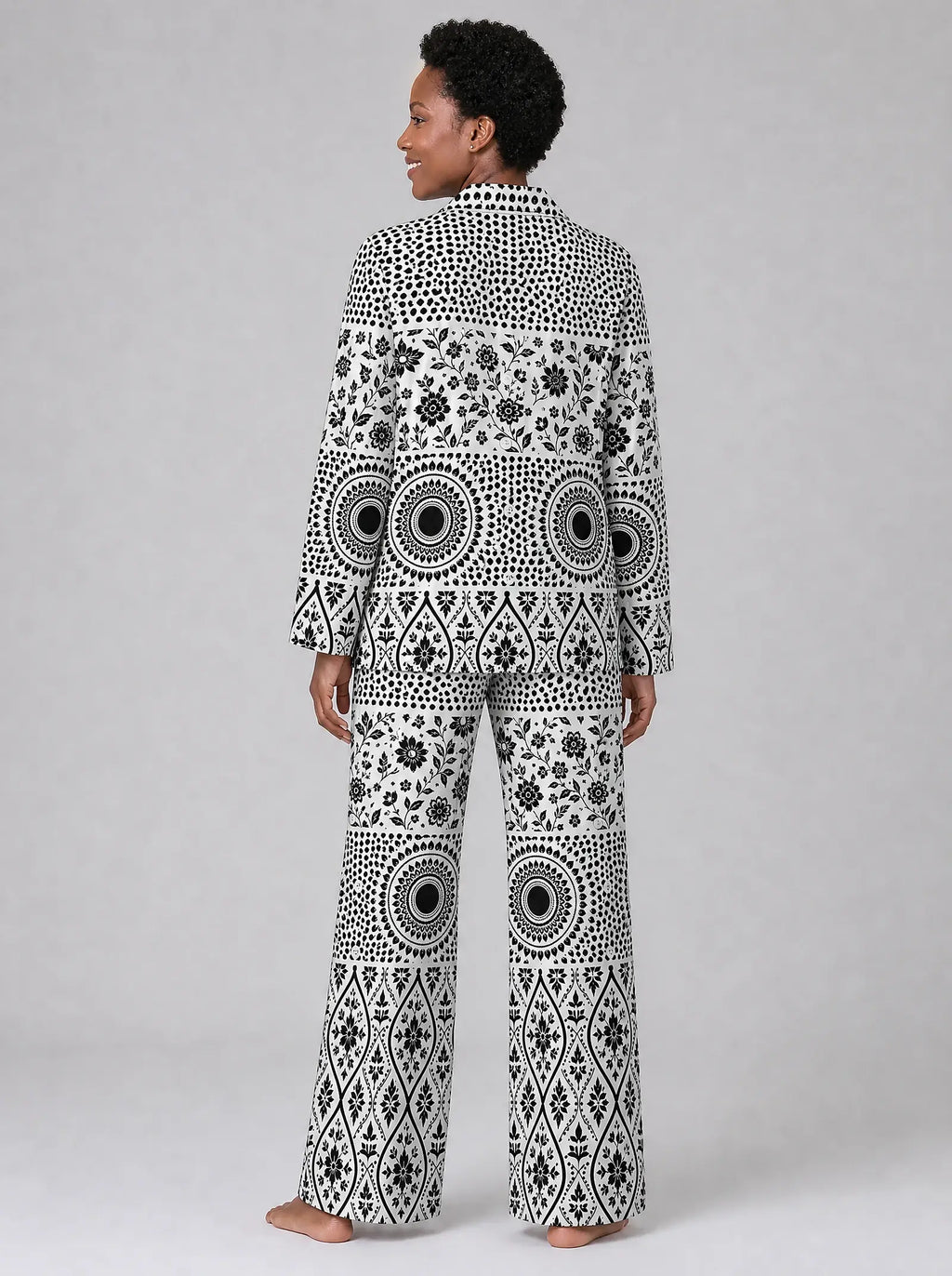 "Mwanga" Pajama Set — back view on model