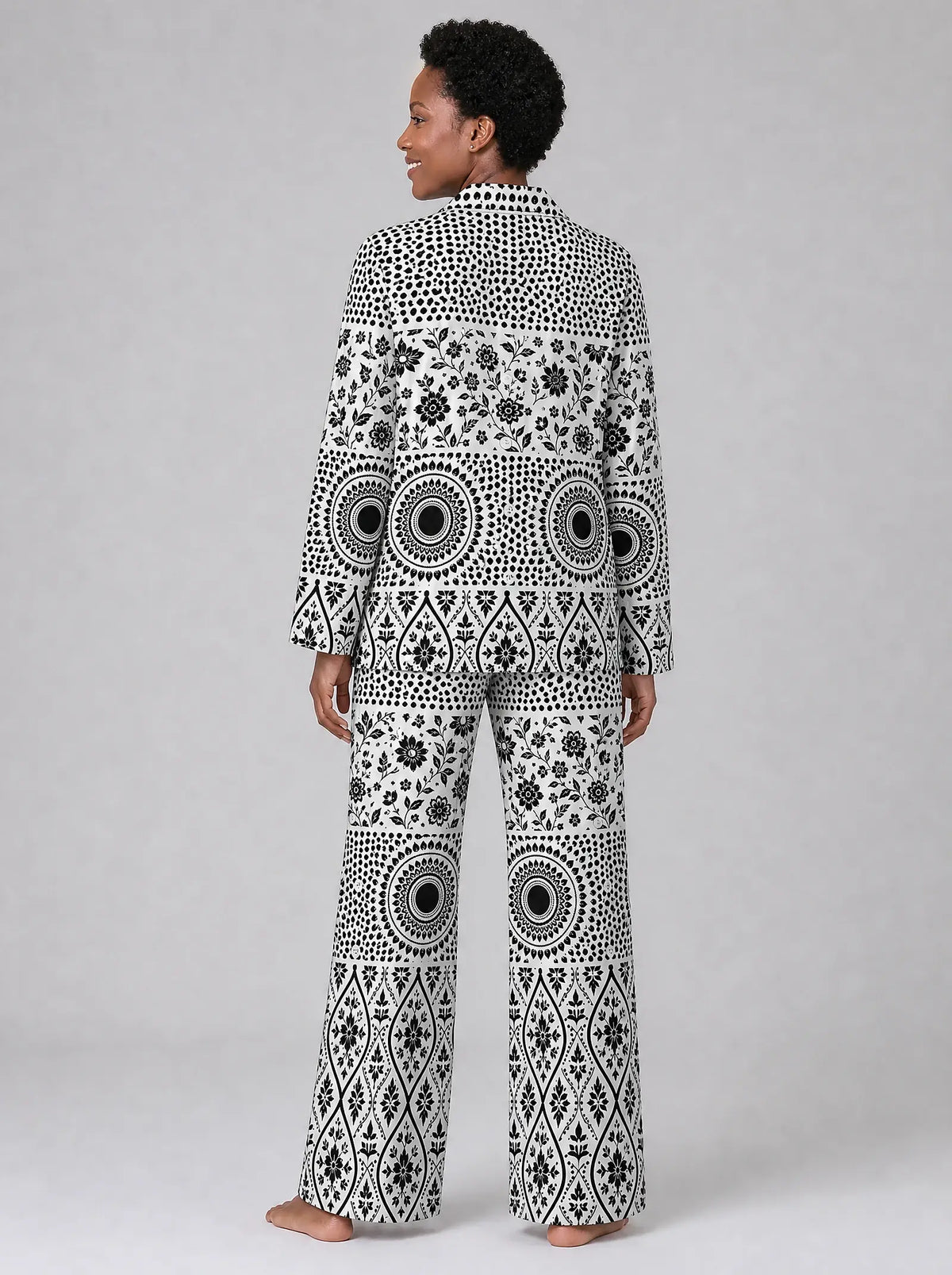 "Mwanga" Pajama Set — back view on model