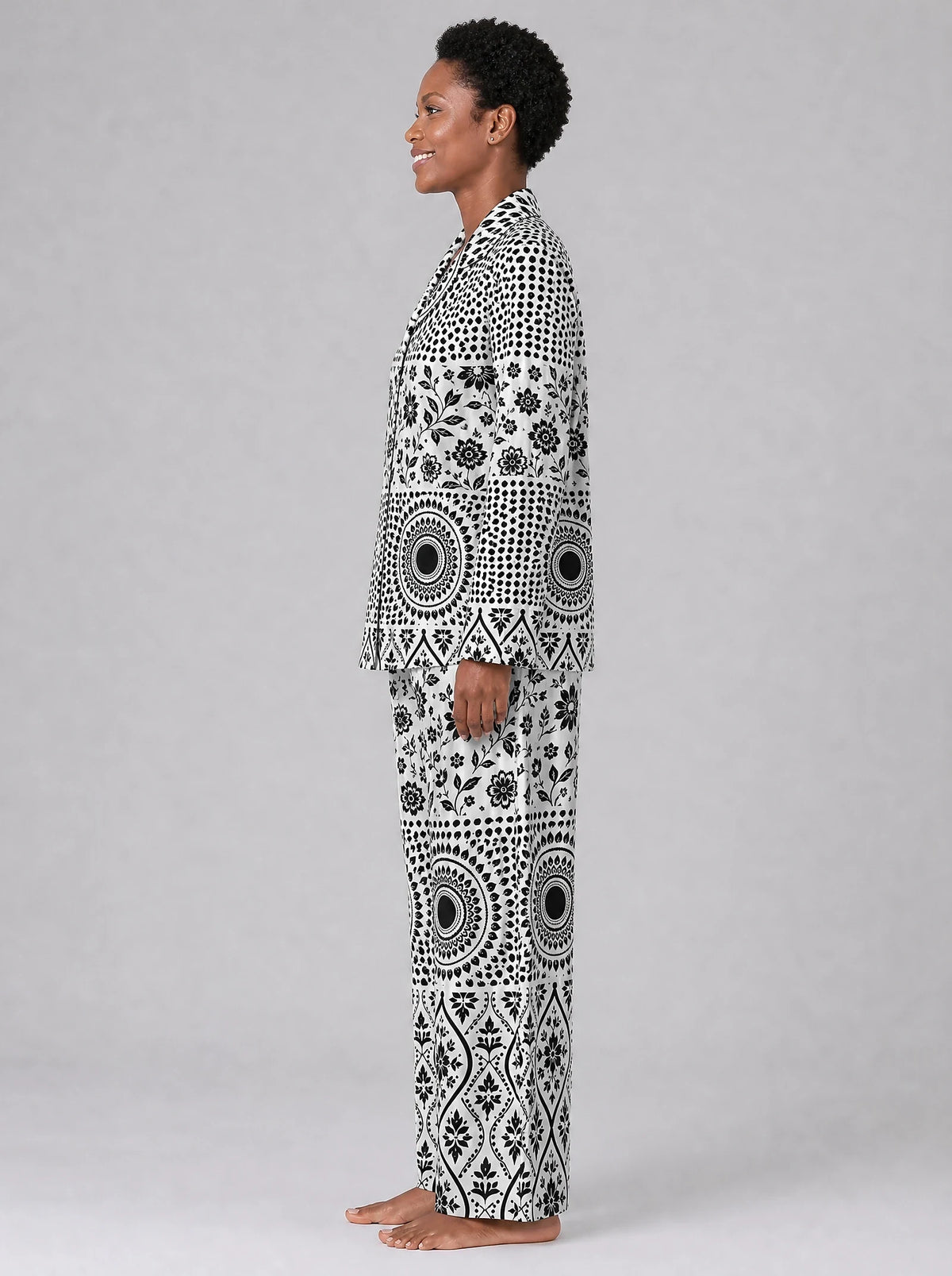 "Mwanga" Pajama Set — side view on model