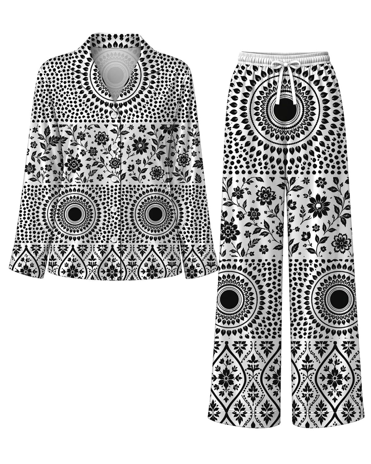 "Mwanga" Pajama Set — flat lay of the shirt and pants