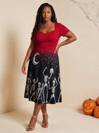 "Mwezi" Halloween Sweetheart Midi Dress — front view on model