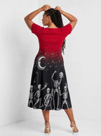 "Mwezi" Halloween Sweetheart Midi Dress — back view on model