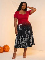 "Mwezi" Halloween Sweetheart Midi Dress — three-quarter view on model