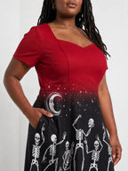 "Mwezi" Halloween Sweetheart Midi Dress — close-up of the bodice and the in-seam side pocket