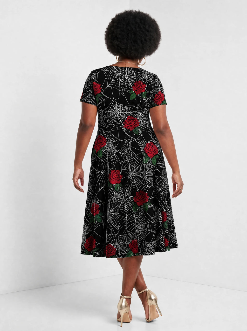 "Mwiba" Halloween Sweetheart Midi Dress — back view on model