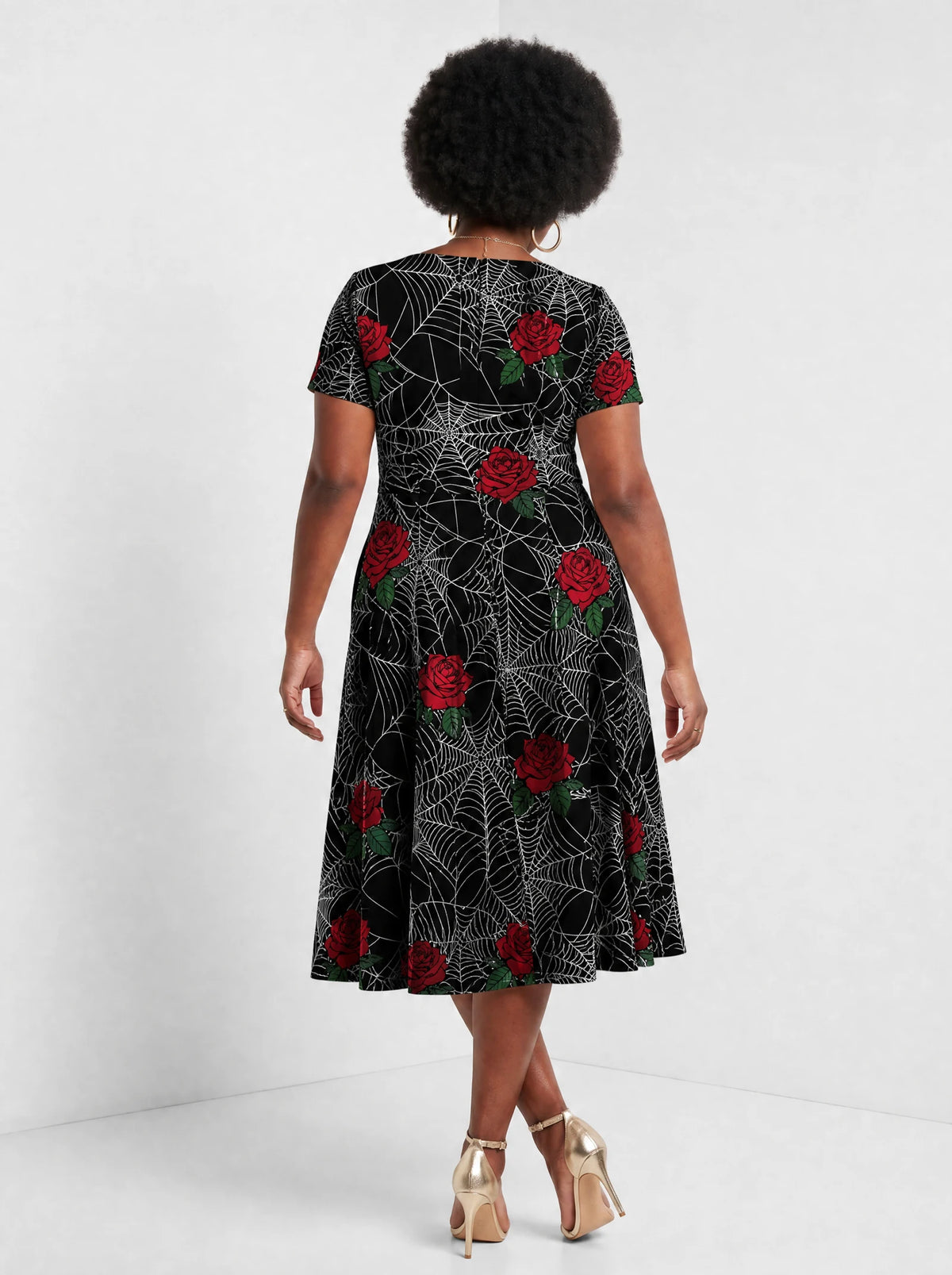 "Mwiba" Halloween Sweetheart Midi Dress — back view on model