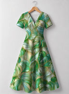 "Mwitu" V Neck Midi Dress