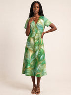 "Mwitu" V Neck Midi Dress — front